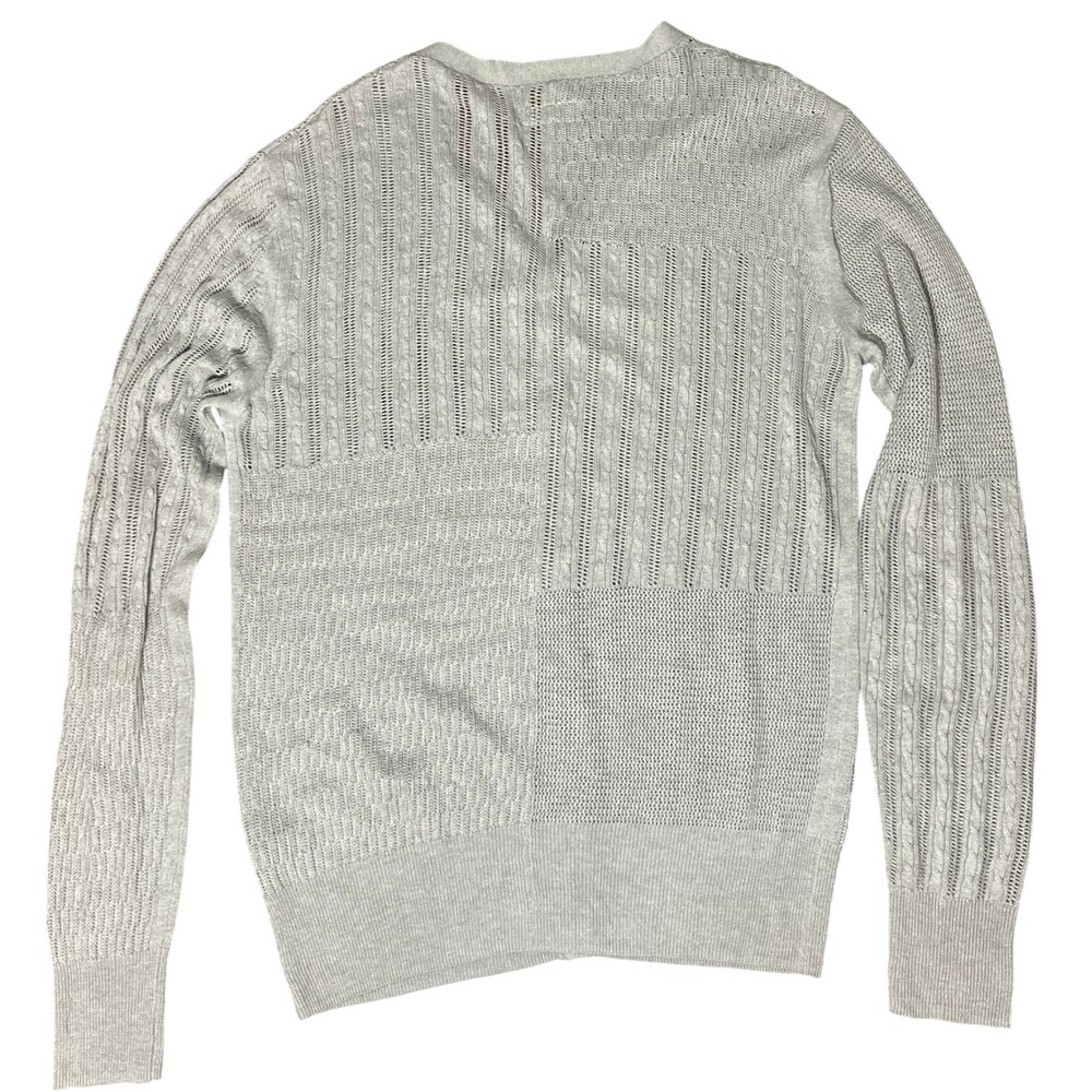 AllSaints Knitted Yurik Cardigan‎ Mens Small Gray Open Knit Academia Button Up - Picture 7 of 8